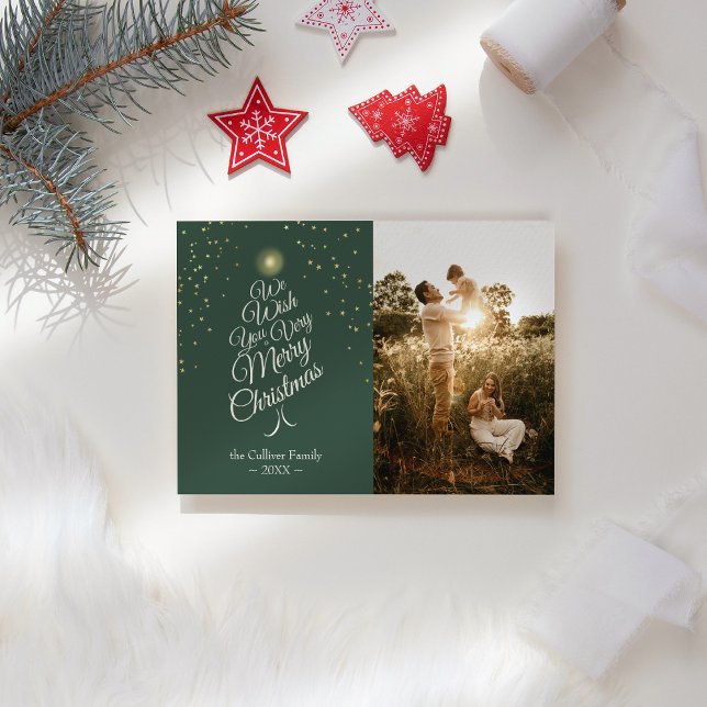 Grönt Mycket God jul Träd-familjen Porträtt Julkort (Skapare uppladdad)
