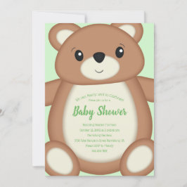 Grönt Nalle Baby Shower Inbjudningar