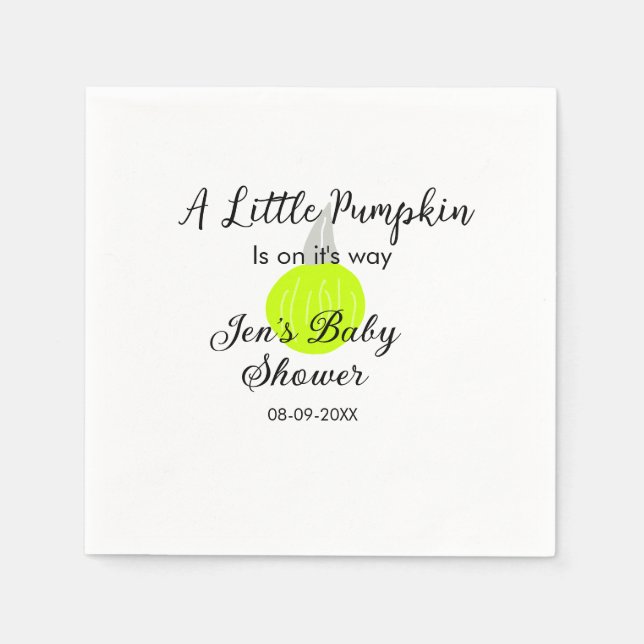 Grönt Nålpumpa lilla pumpa är på väg Pappersservett (Framsidan)