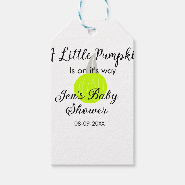 Grönt Nålpumpa lilla pumpa är på väg Presentetikett (Framsidan)