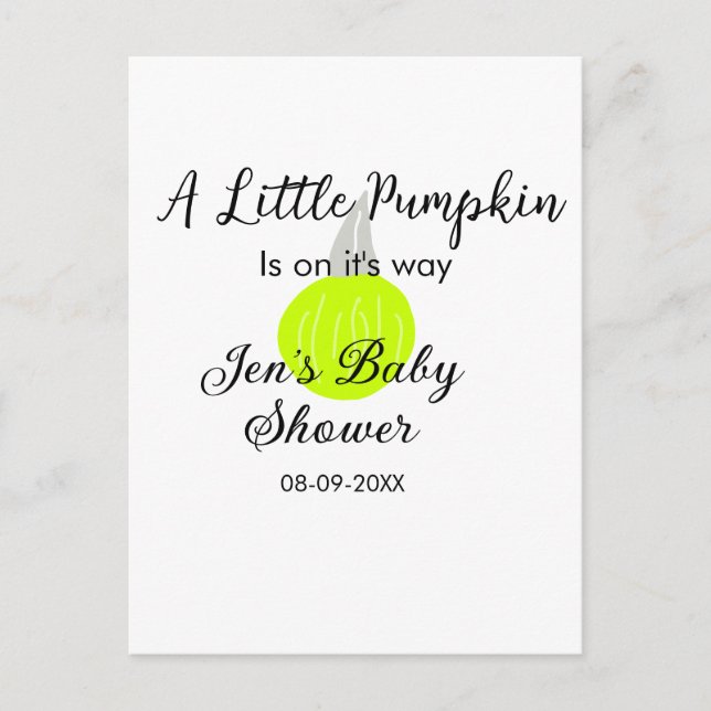 Grönt Nålpumpa lilla pumpa är på väg Vykort (Framsida)