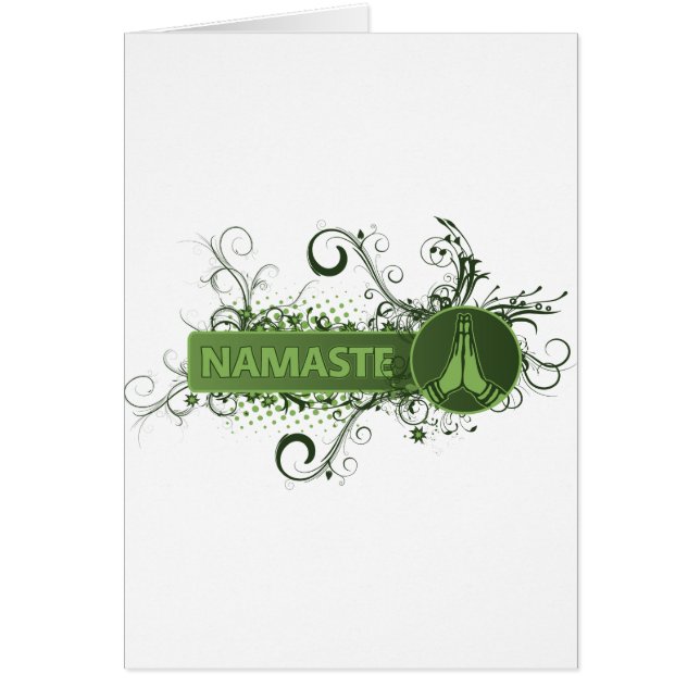 Grönt Namaste engelska Hälsningskort (Framsidan)