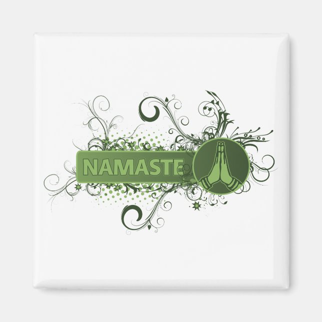 Grönt Namaste engelska Magnet (Framsidan)