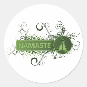 Grönt Namaste engelska Runt Klistermärke