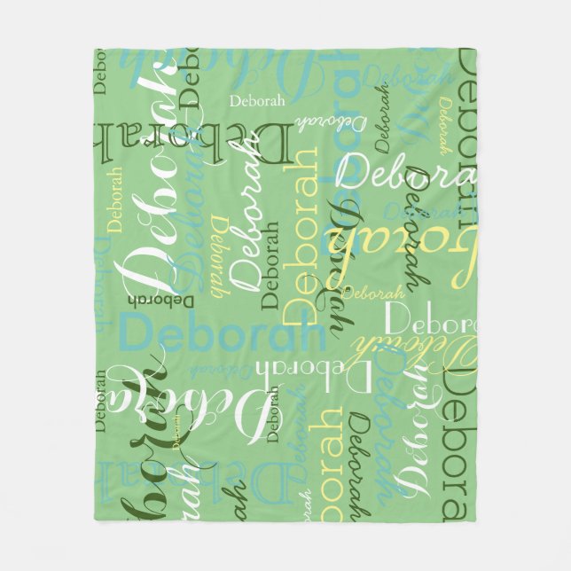 grönt namn mönster fleecefilt (Framsidan)