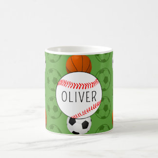 Grönt Namn Pojkar Sport Baseboll Mönster Barn Kaffemugg