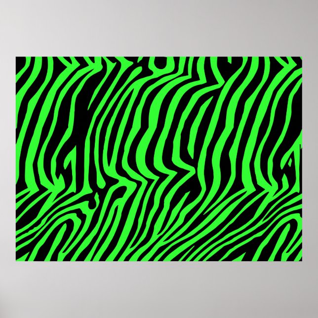 Grönt nära färg zebra mönstrad poster (Framsidan)