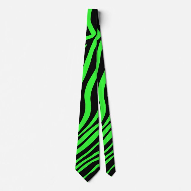 Grönt nära färg zebra mönstrad slips (Framsida)