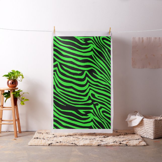 Grönt nära färg zebra mönstrad tyg (In Situ)