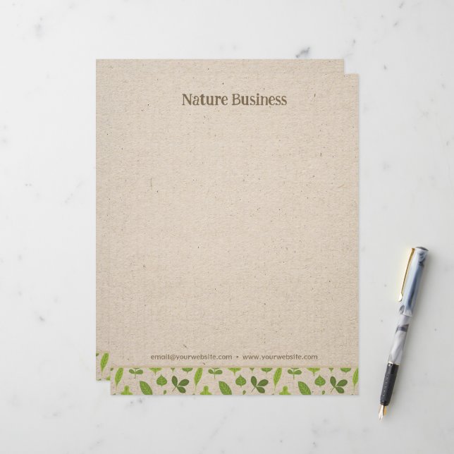 Grönt Nature Gräns om Kraft Papper Letterhead (Fram/Back In Situ)