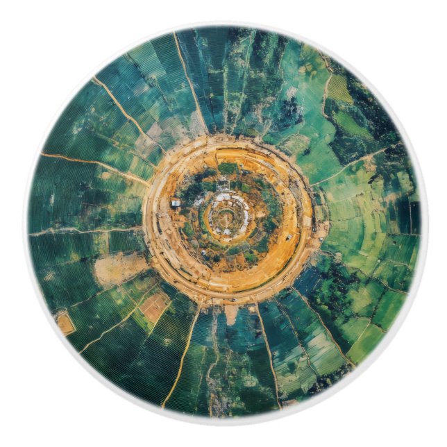 Grönt Naturstron Mönster Knopp (Framsidan)