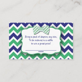 Grönt Navy Bow Tie Diaper Raffle Biljett Tilläggskort