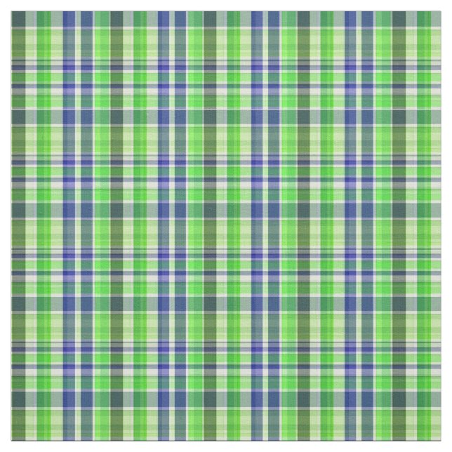 Grönt Navy White Preppy Madras Stil Play Sz2#1 Tyg (Provkarta)