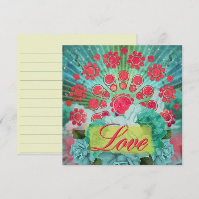 Grönt Nebula Mandala - gratulationskort Kort (Fram/baksida)