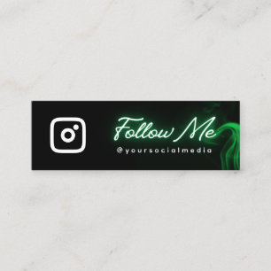 Grönt Neon Följ Social Media QR-kod Mini Visitkort