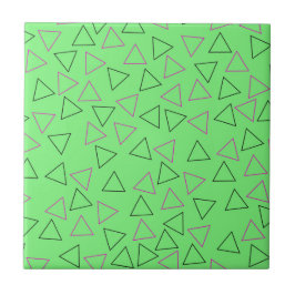 Grönt Neon Geometric Triangle Mönster Kakelplatta