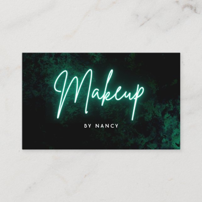 Grönt Neon Makeup Visitkort (Framsida)