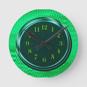 Grönt Neon Metallic Abstrakt Clock Rund Klocka