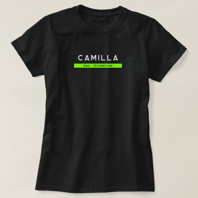 Grönt Neon Nail Salon & Technician T Shirt (Design framsida)