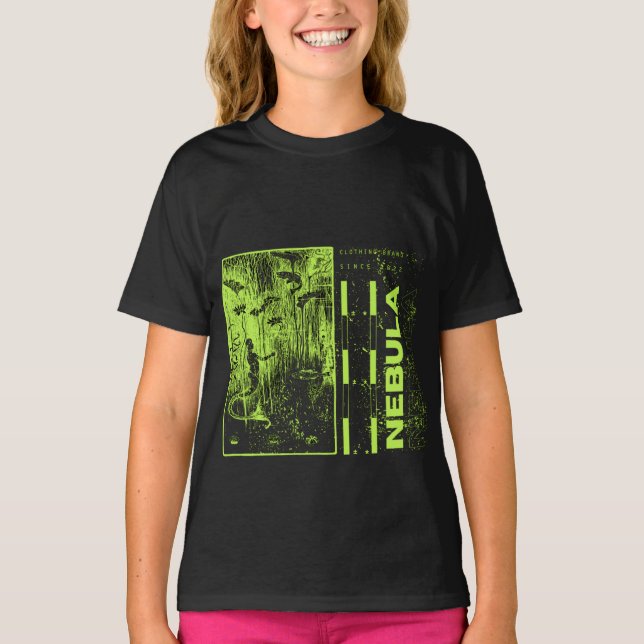 Grönt Neon och Black Hipster Modern Nebula Hoodie (Framsida)