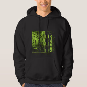 Grönt Neon och Black Hipster Modern Nebula Hoodie