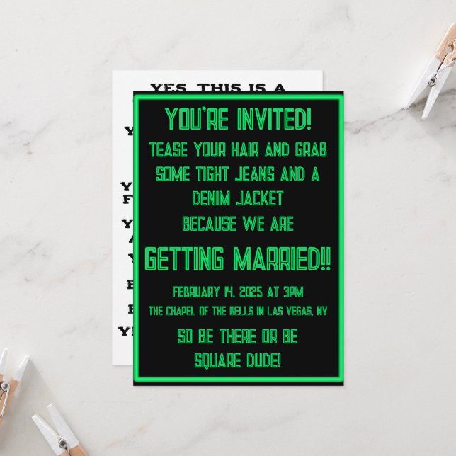 Grönt neon on black inbjudningar (Fram/Back In Situ)