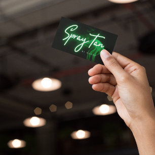 Grönt Neon & Smoke Spray Tan Handskrivet skript Visitkort