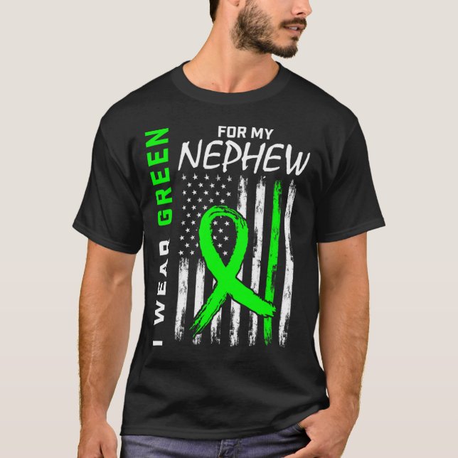 Grönt Nephew Kidney Disease Cerebral Palsy Awarene T Shirt (Framsida)