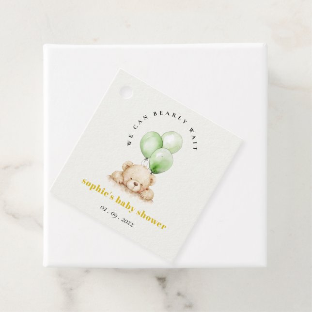 Grönt Neutralt Barly Wait Balloon Baby Shower Gåvor Etiketter (På plats)