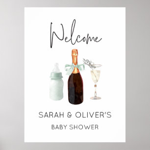 Grönt Neutralt Sip och se Välkomstskylt för babysk Poster