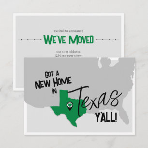 Grönt New Home in Texas Y'all Flytta Meddelande