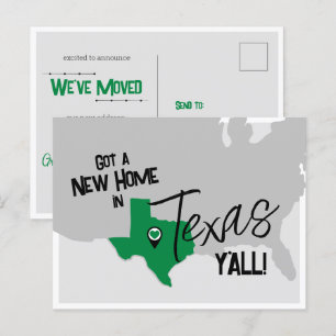 Grönt New Home in Texas Y'all Flytta Vykort