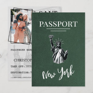 Grönt New York City Passport Spara datum Datumet