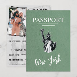 Grönt New York City Passport Spara datum Datumet