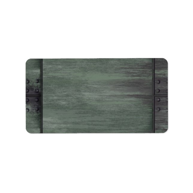 Grönt nitat stål struktur adressetikett (Framsidan)