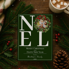 Grönt Noel God Jul Utandning Foto Julkort
