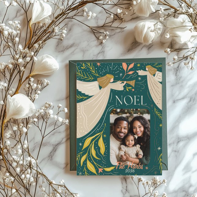 Grönt Noel Helgdag vykort 2 (Green Noel Holiday Postcard)