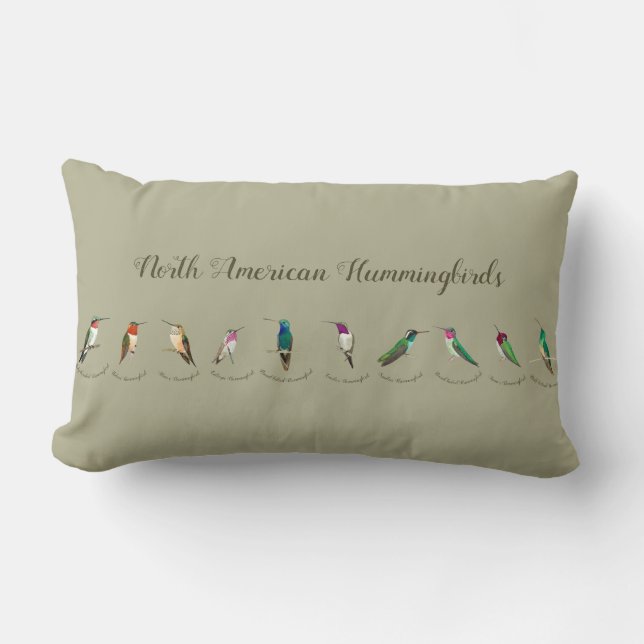 Grönt Nordamerikanska Hummingbird Lumbarkudde (Framsida)