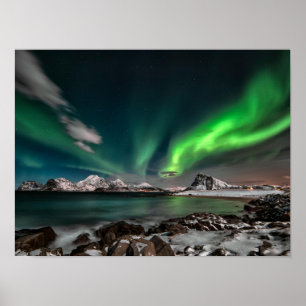 Grönt Norra Ljus Arktis Poster