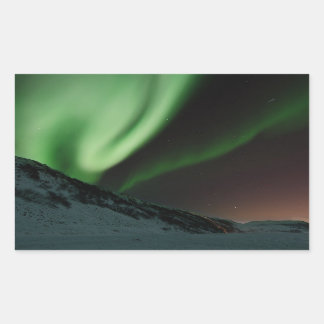 Grönt Norra Ljus Aurora Borealis Norge Rektangulärt Klistermärke