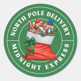 Grönt North Pole Delivery-dekal Runt Klistermärke