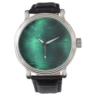 Grönt Northern Ljus Galaxy Planet Armbandsur