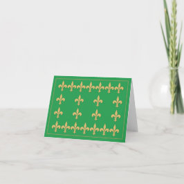 Grönt Note Card med Guld Färg Fleur-de-Lis Kort