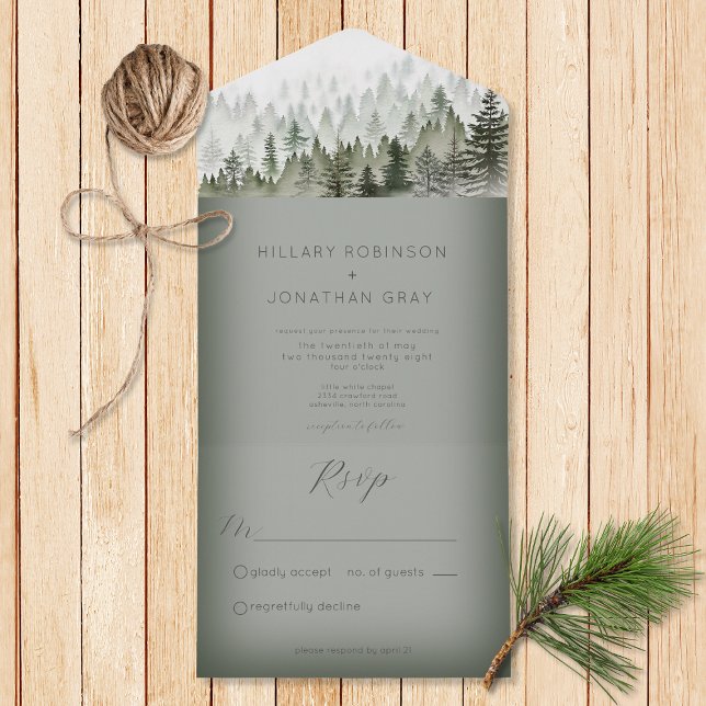 Grönt nr: Middag i Rustic Mountain Mist Forest (Also available with a QR code or with dinner selection options.)