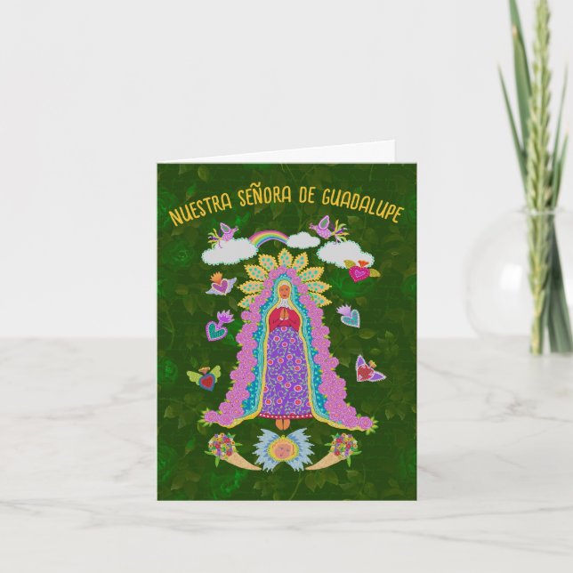 Grönt Nuestra Señora de Guadalupe Anteckningskort (Framsida)