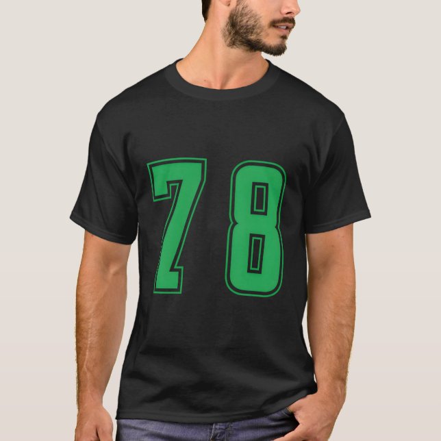 Grönt nummer 78 Team Junior Sports numrerad Unifor T Shirt (Framsida)