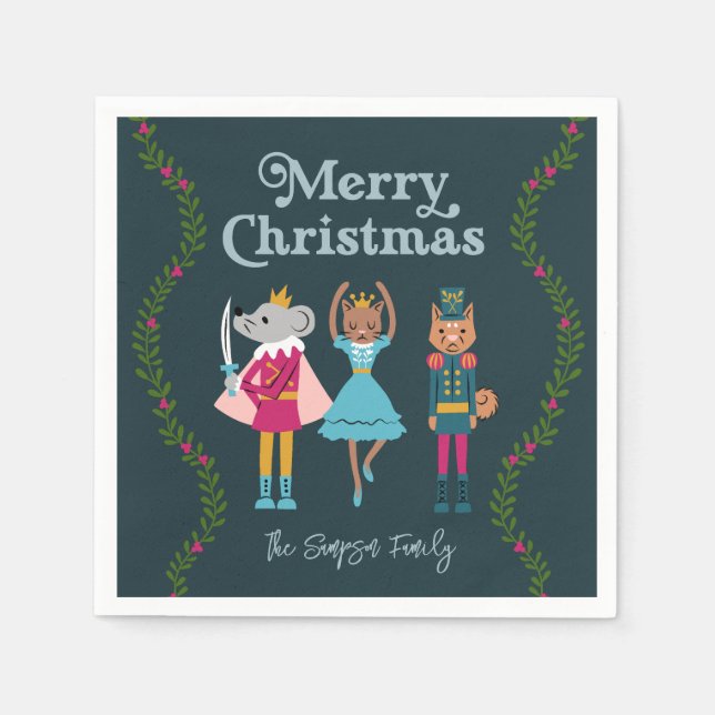 Grönt Nutcracker Ballet Jul Pappersservett (Framsidan)