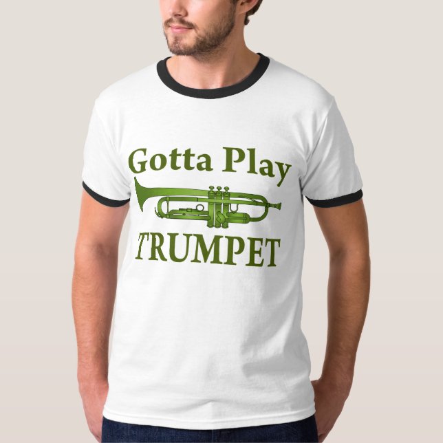 Grönt nyanserad har som leker trumpetgåvan t shirt (Framsida)
