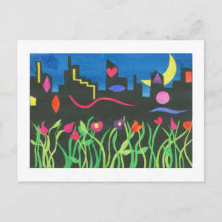 Grönt NYC på natten Vykort