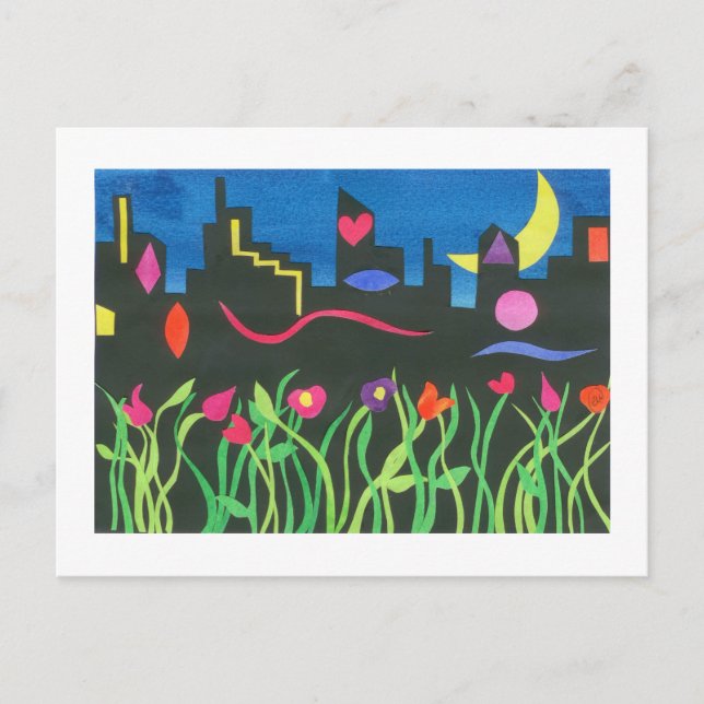 Grönt NYC på natten Vykort (Framsida)